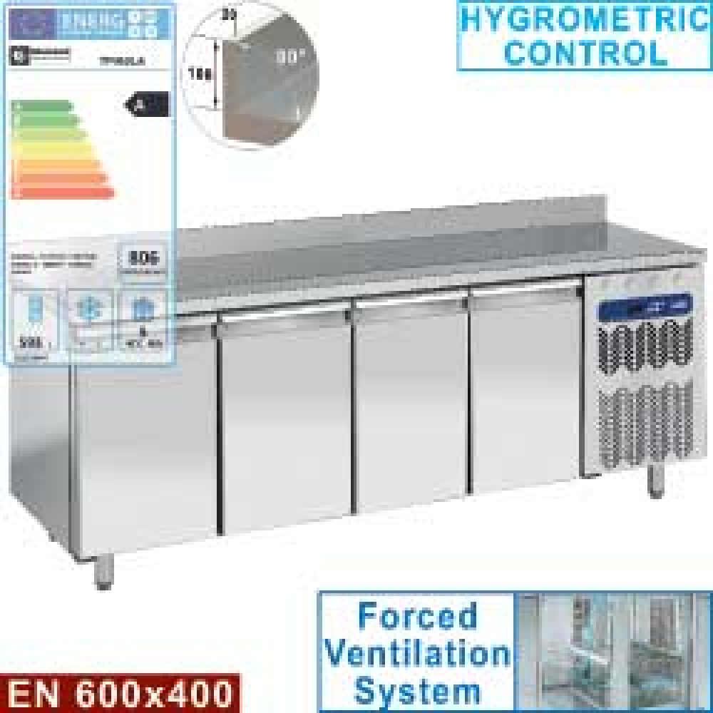 Diamond 800 MM / EN 600X400 Wandkühltisch, belüftet, 4 Türen EN 600x400, 760 Liter