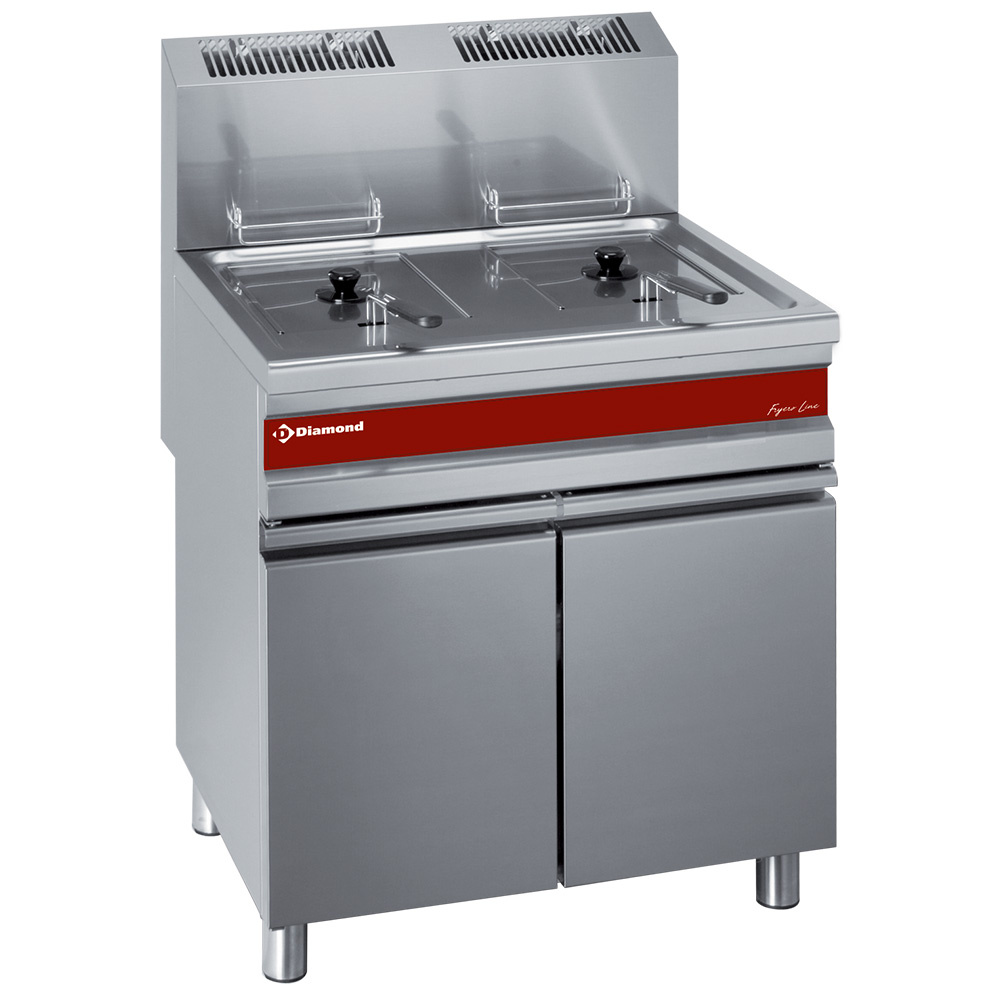 Diamond Friteusen Gas-Fritteuse, 2 Becken je 15 Liter mit Unterschrank