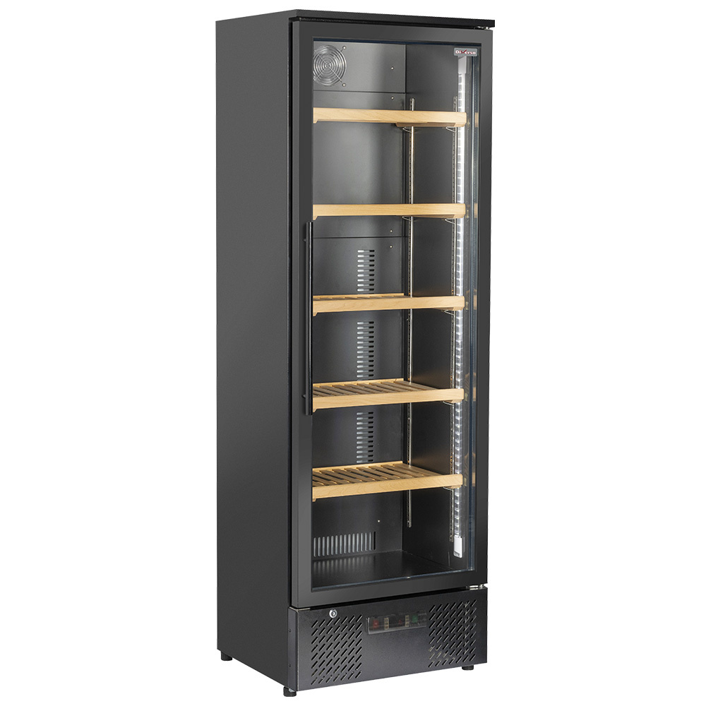 Diverso Weinschraenke Weinkühlvitrine, 300 Liter, 1 Temperatur - SCHWARZ
