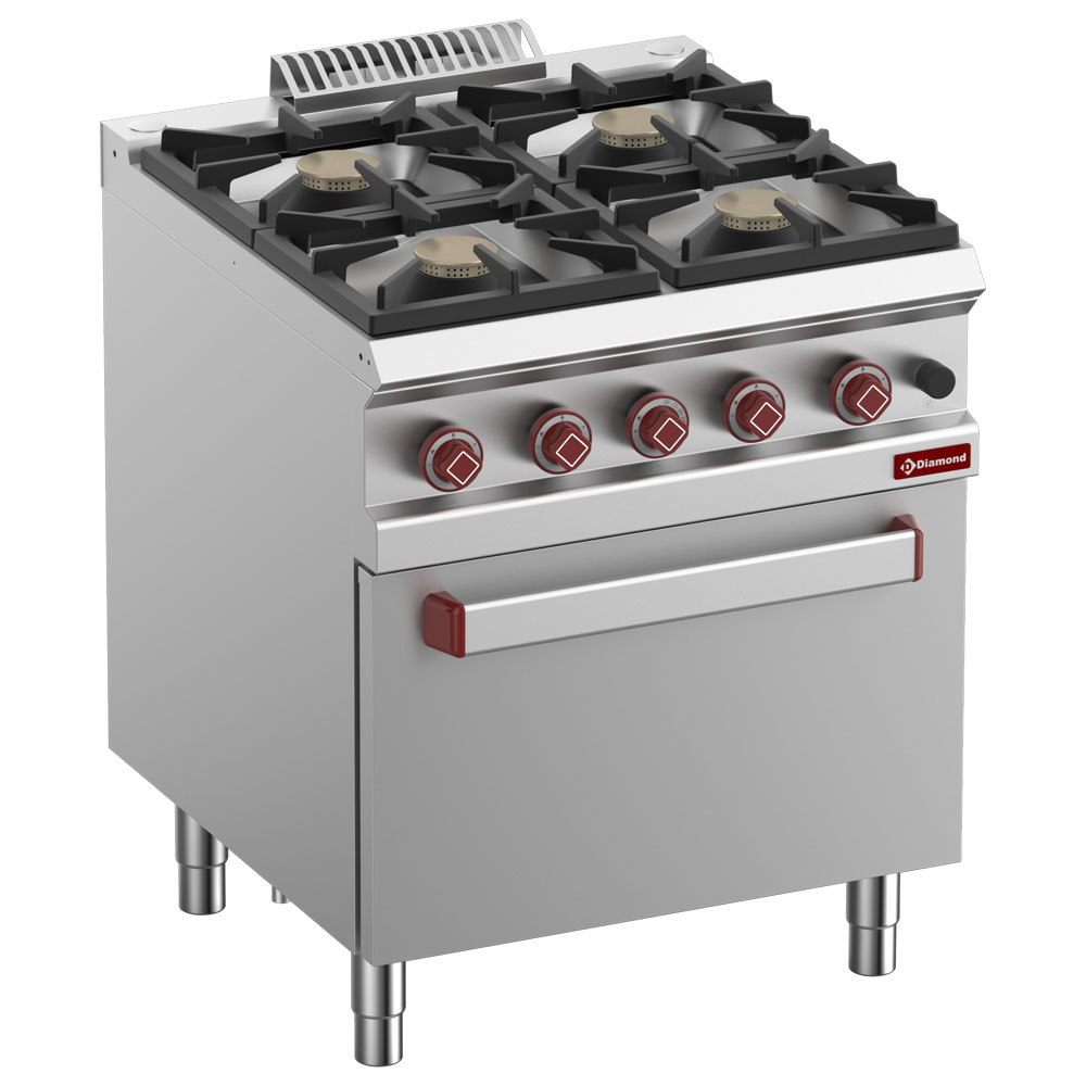 Diamond Kochserie OPTIMA 700 Gasherd mit 4 Brennern, Gasofen GN 2/1