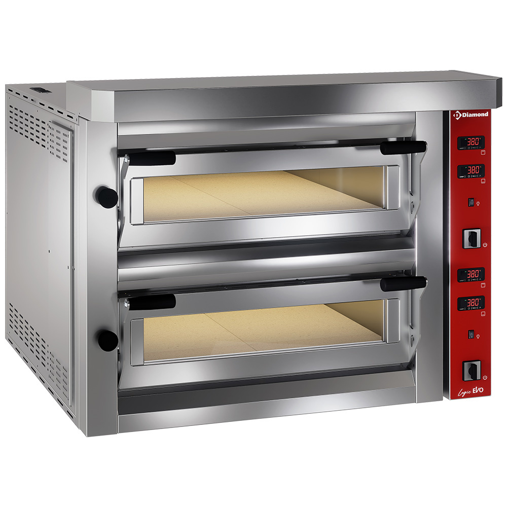 Diamond Pizzaoefen Elektro Pizzaofen, 2x 4 Pizzen 350mm - FULL Schamottstein