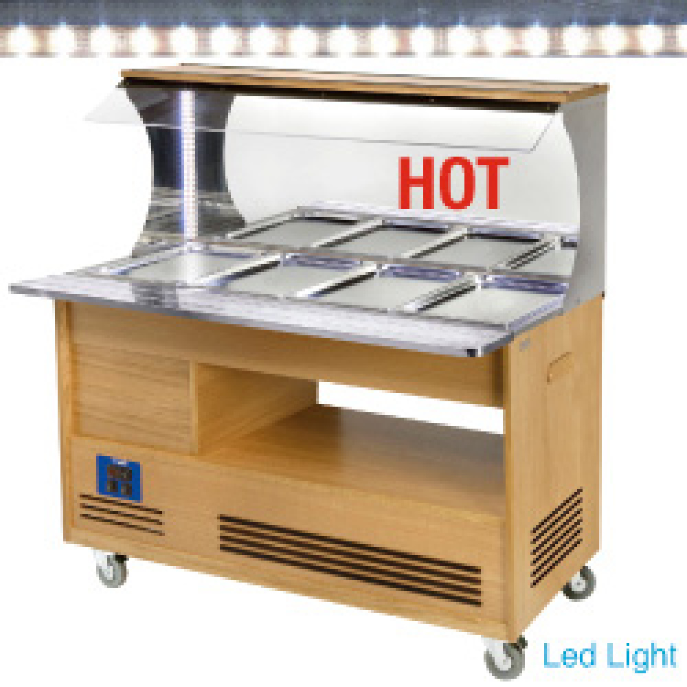 Diamond Chauffants / Bain-marie Bain Marie, warmes Wand-Buffet, 4x1/1-150 (Helle Eiche Holz)