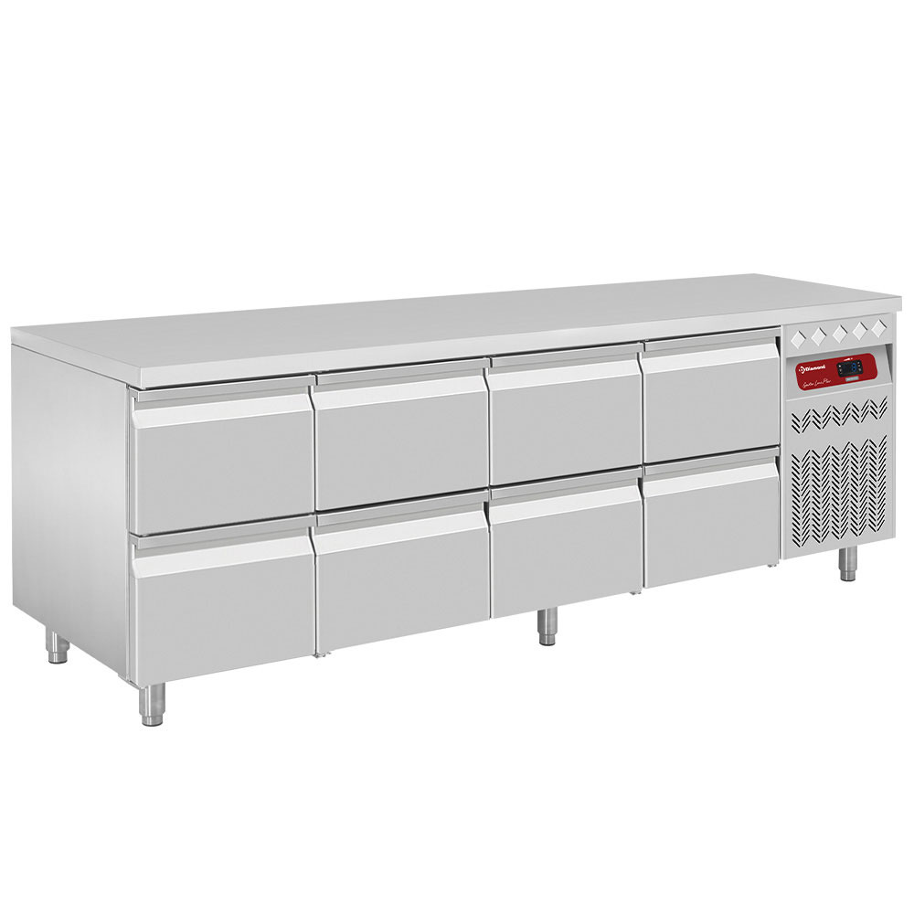 Diamond Unterbaukuehler Kühlunterbau, 8x 1/2 Schubladen GN 1/1- h 100 mm