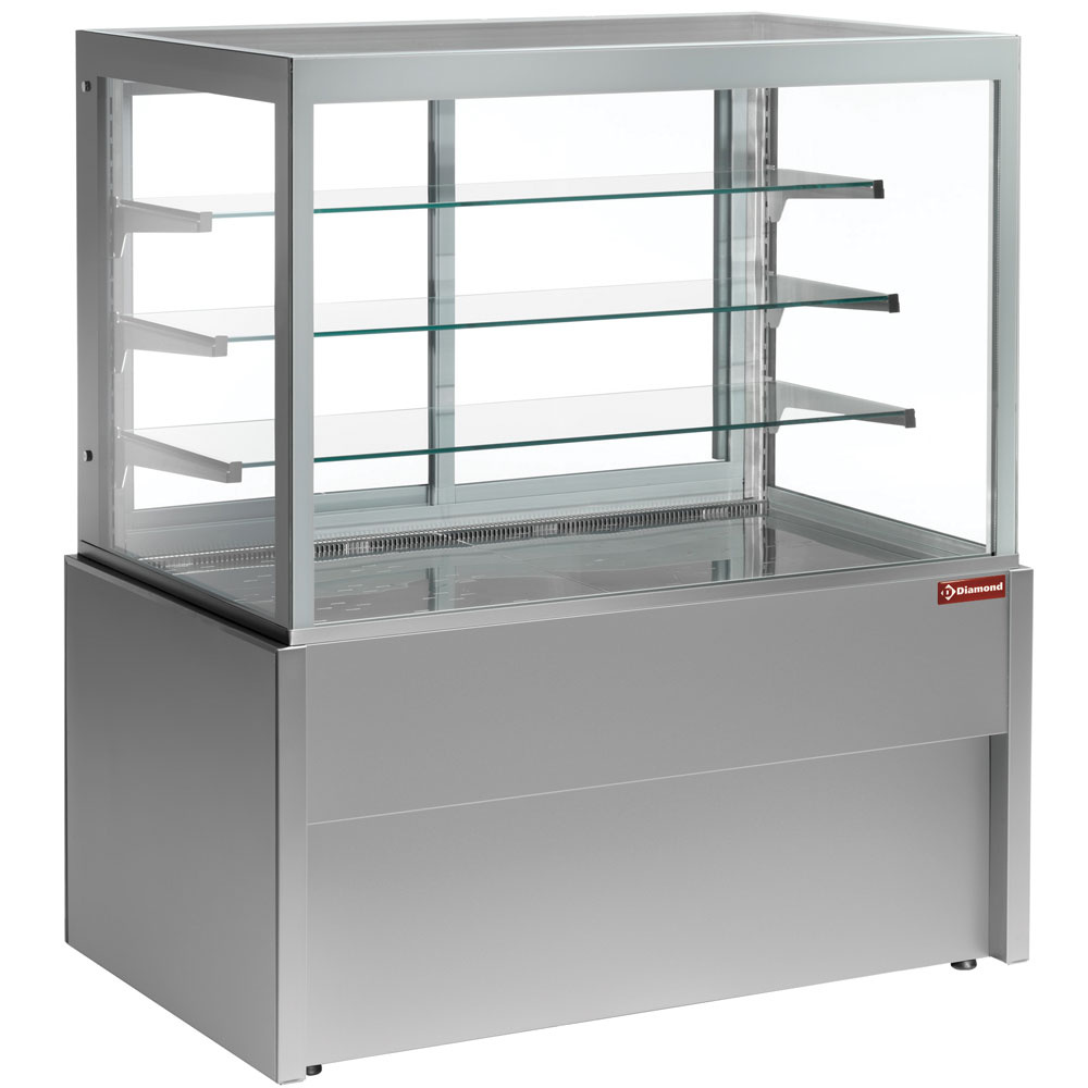 Diamond Vitrinen-Theken Panorama-Verkaufstheke, heizend, 4 Stufen, ohne Reservefach  - GRAU