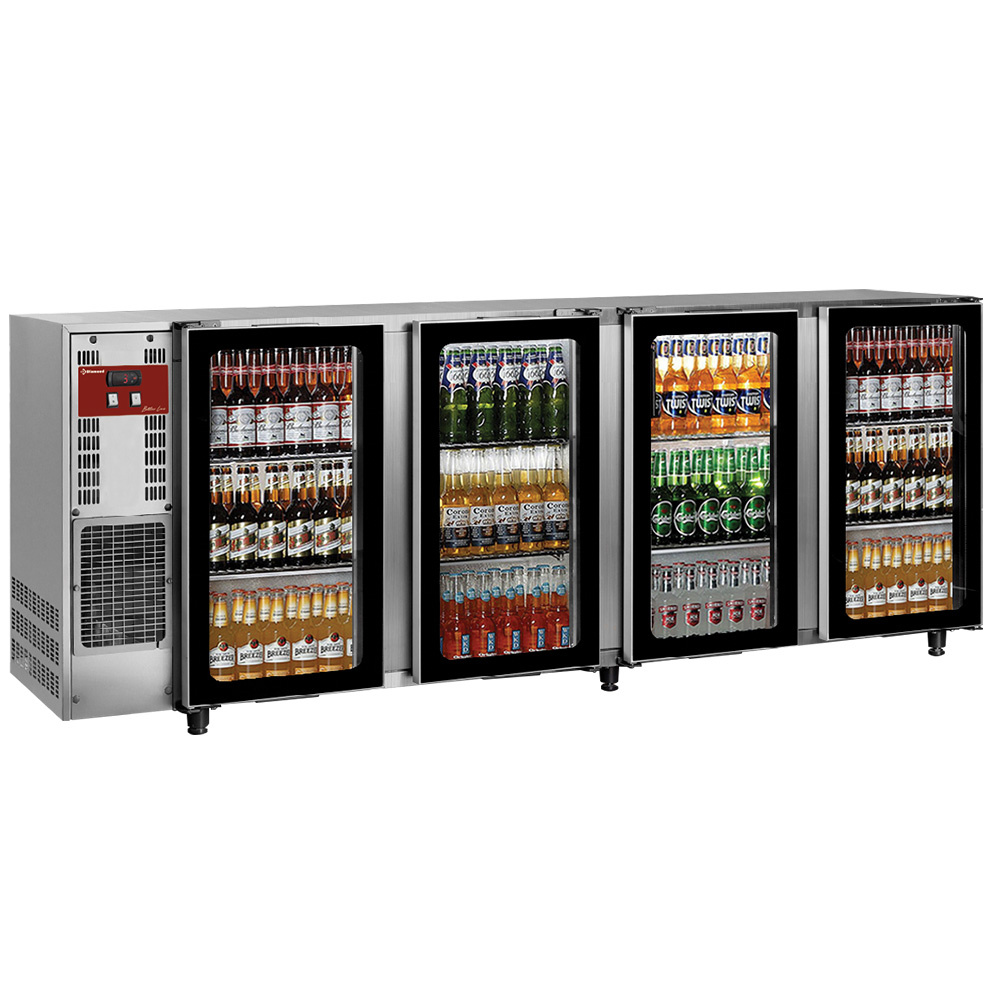 Diamond Flaschenkuehlschranke Flaschenkühlschrank, Edelstahl,  4 Glastüren, 783 Liter