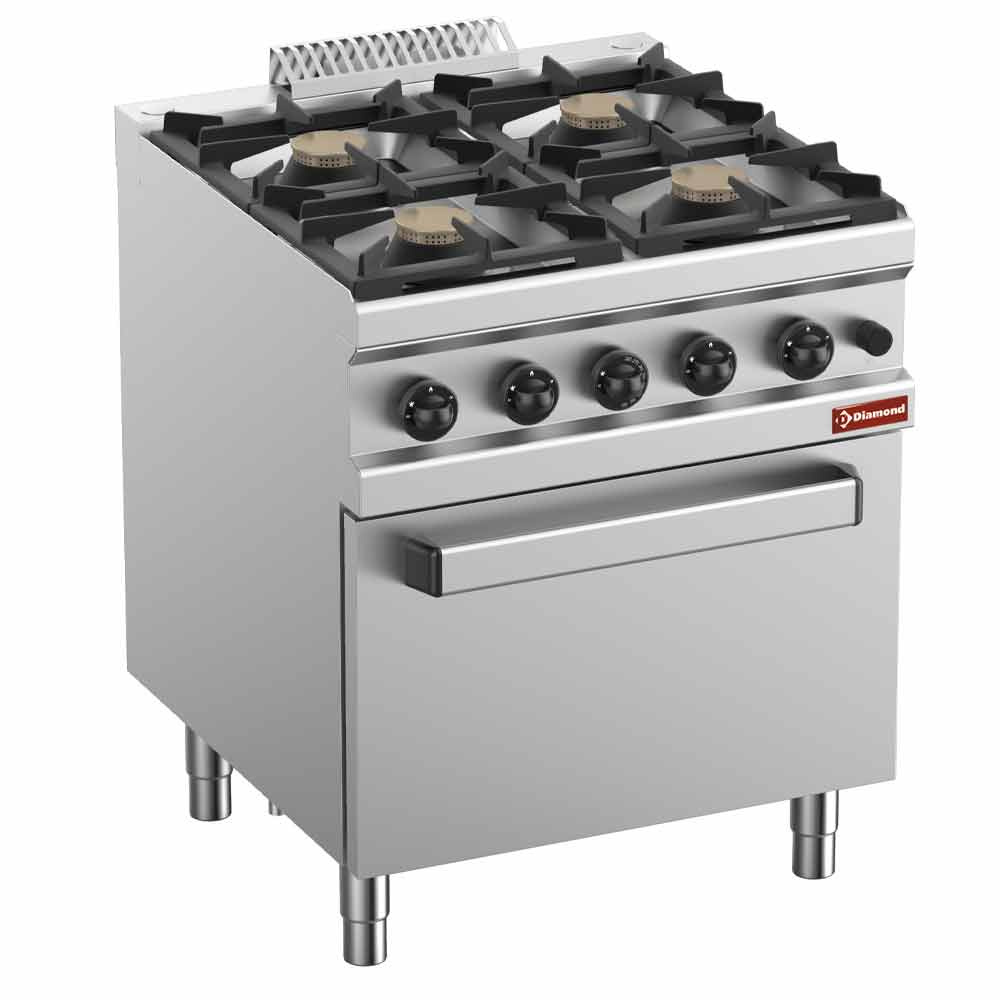 Diamond Ofen Gasherd 4 Brenner auf Gasbackofen GN 2/1