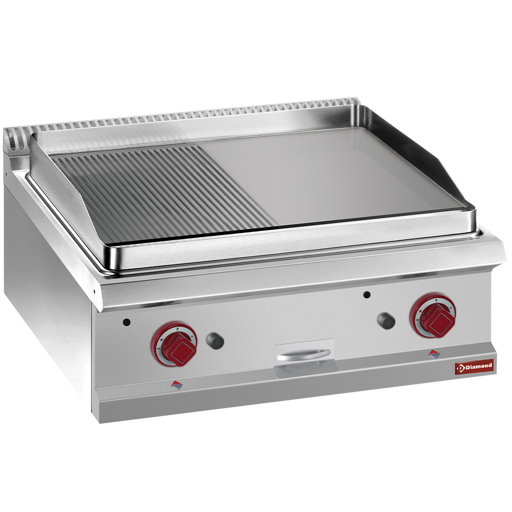 Diamond GAS Gas-Grillplatte 1/2, glatt, 1/2 gerillt, Modul 1/1  -OBERPLATTE-