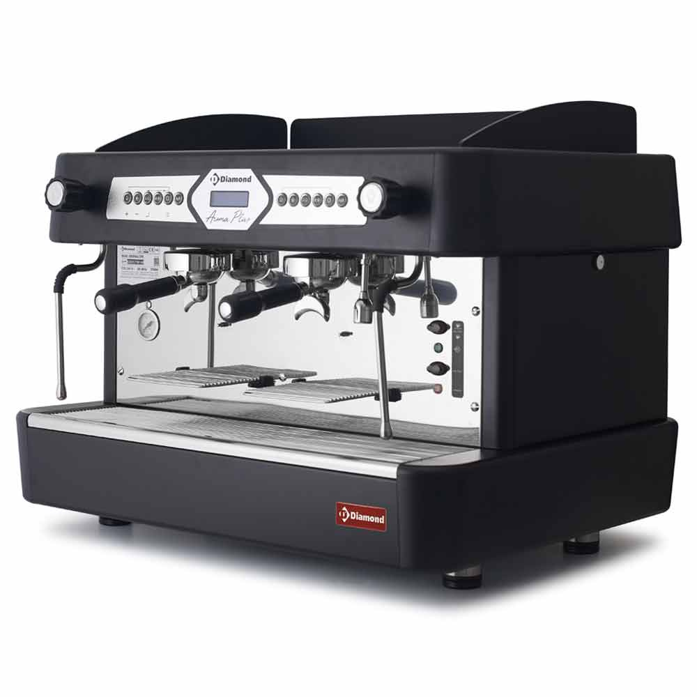 Diamond Espresso-Kaffeemaschinen Expressomaschine, 2-gruppig, automatisch (mit Display) - SCHWARZ