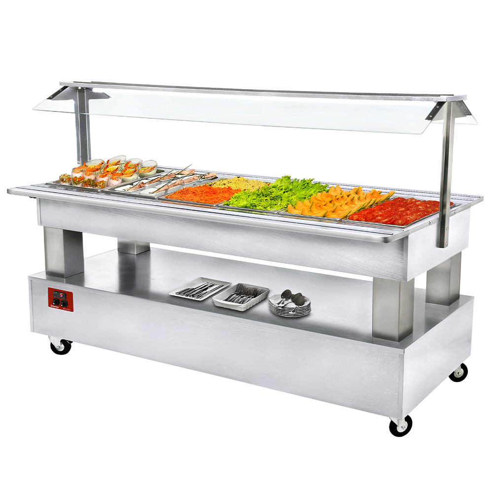Diamond Gekühlt / 6xGN 1 / 1 Buffet- gekühlte Salatbar, 6x GN1/1-150 (weißes Holz)