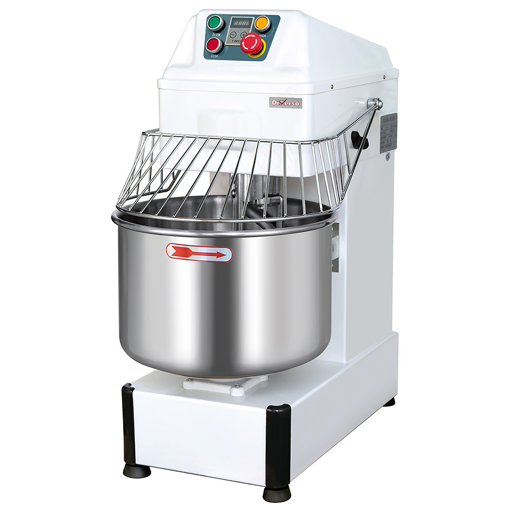 Diverso Spiralteigknetmaschine Spiralkneter, 34 Liter, 2 Geschwindigkeiten, Timer, auf Rollen