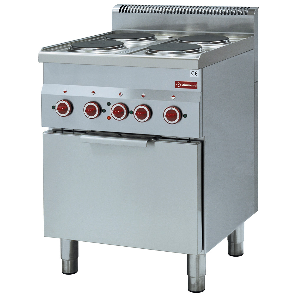Diamond Kochserie PRO 600 Elektroherd 4 Kochplatten und Konvektionsbackofen GN 2/3