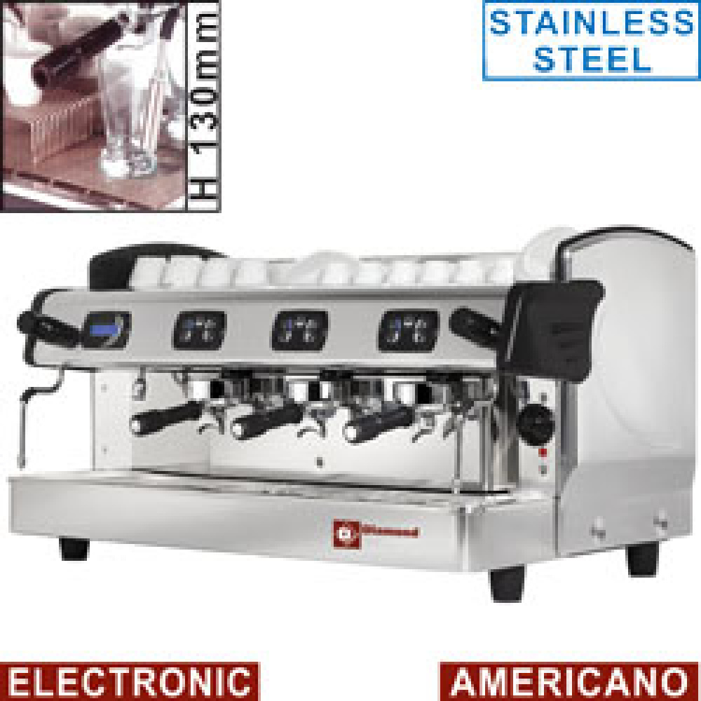 Diamond Espresso-Kaffeemaschinen Expressomaschine, 3-gruppig, h130mm, auto. (mit display)