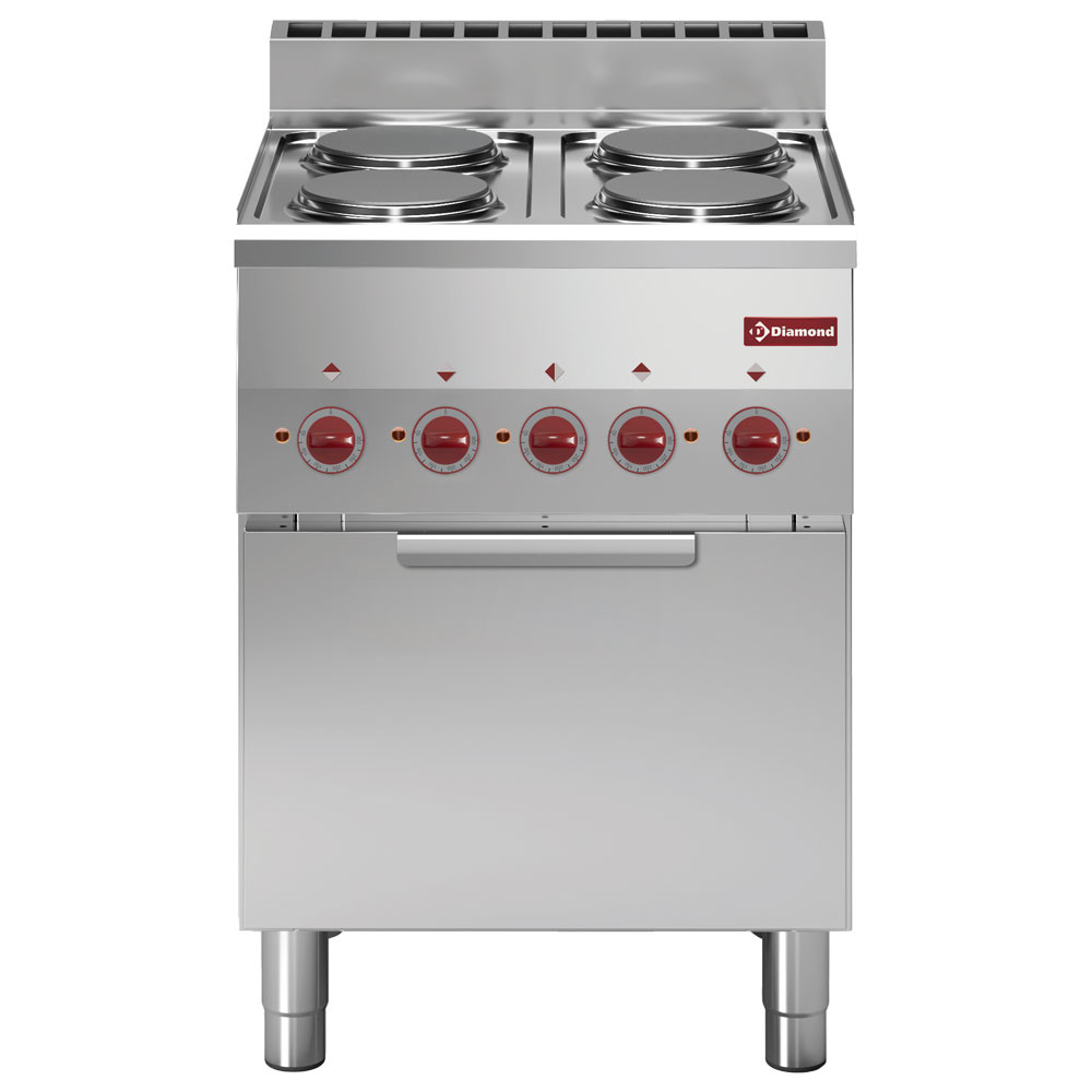 Diamond Kochserie PRO 600 Elektroherd 4 Kochplatten und Konvektionsbackofen GN 2/3