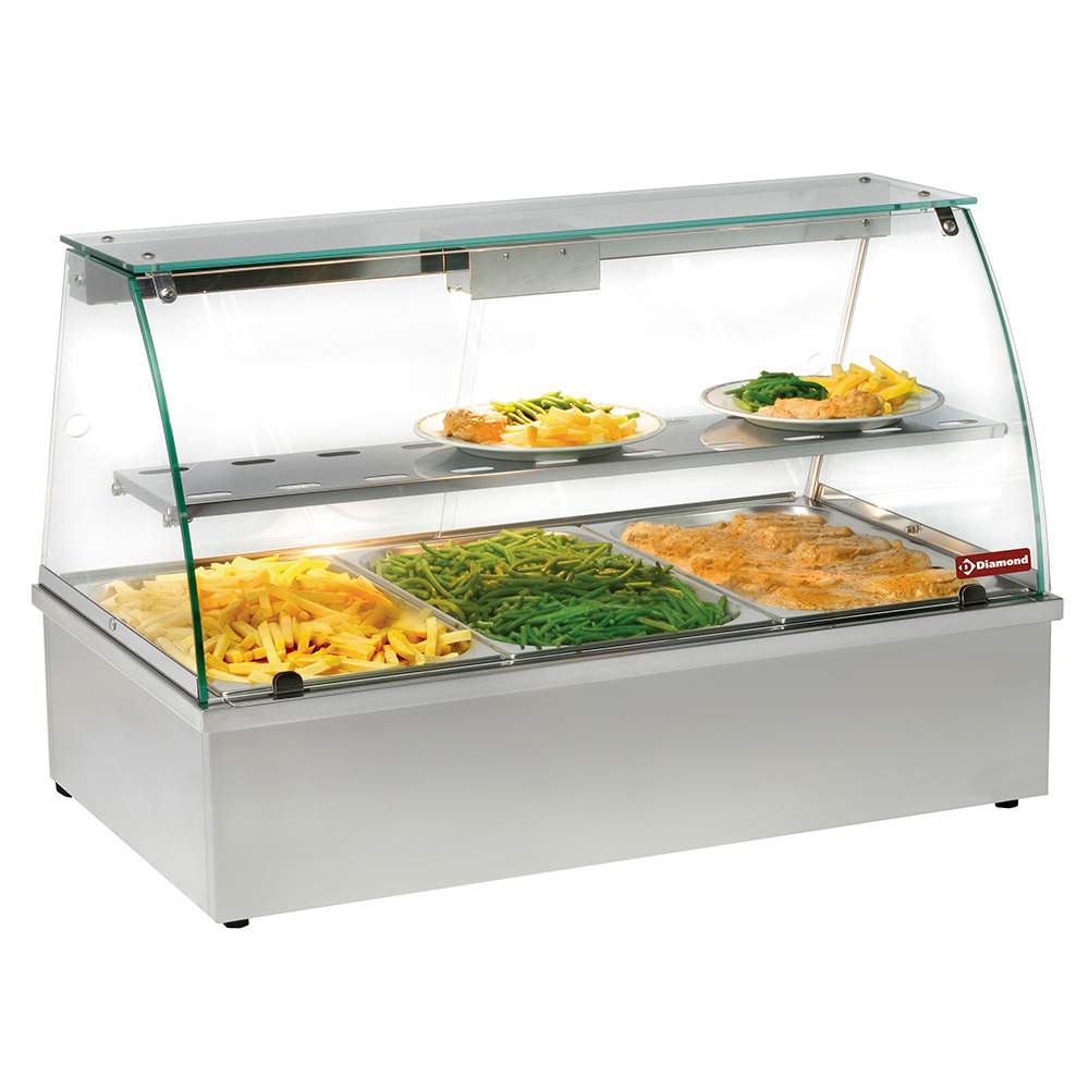 Diamond Warme Vitrinen Wärmevitrine, Bain-Marie, 3 GN 1/1 Panorama