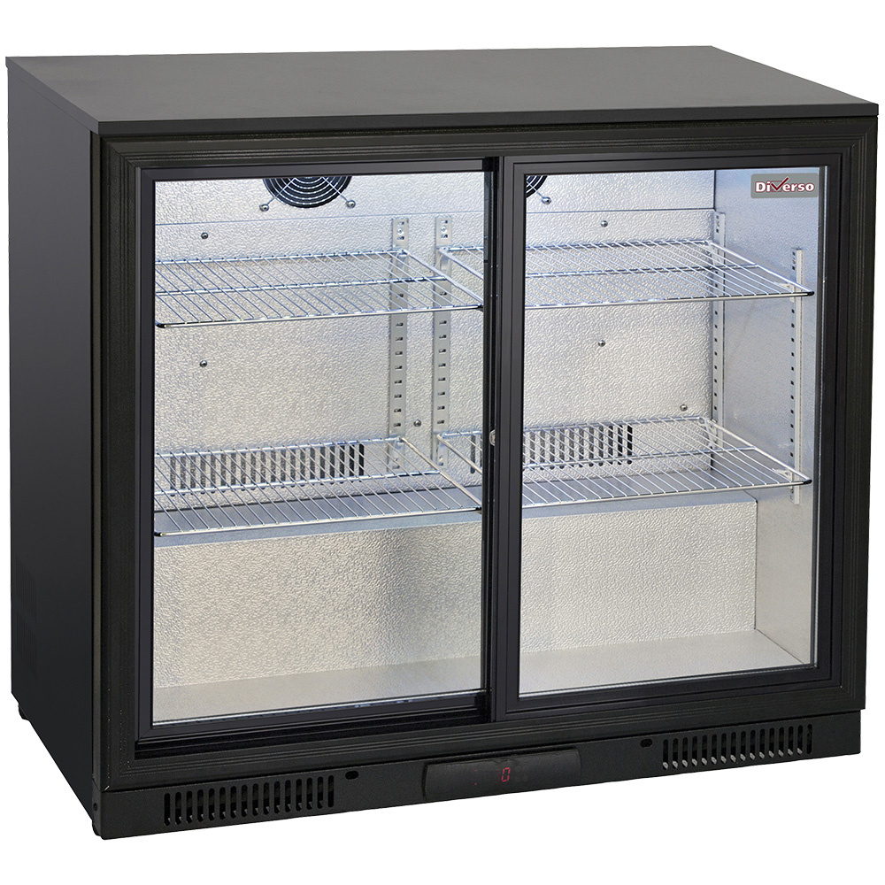 Diverso Flaschenkuehlschranke Belüfteter Flaschenkühler,  2 Glas- Schiebetüren
