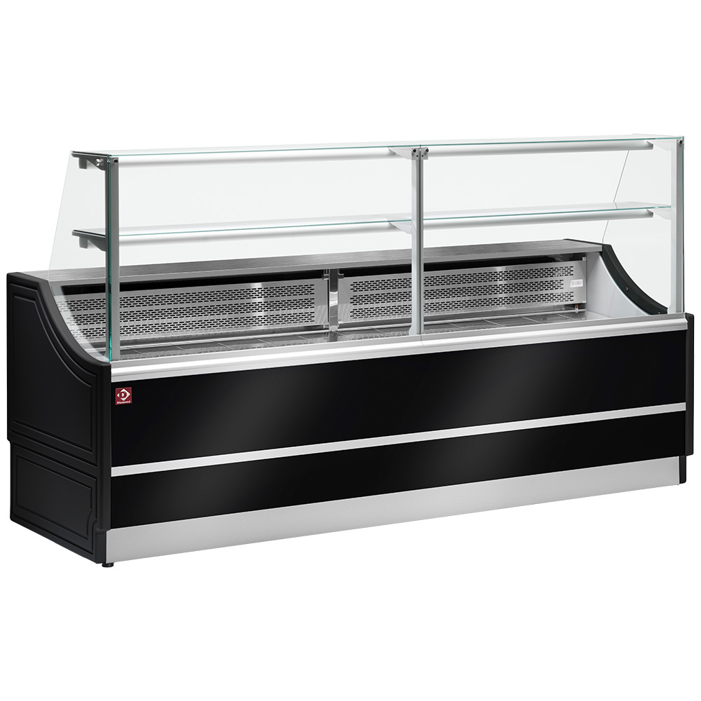 Diamond 2500 / VD / PASTRY Verkaufstheke neutral gerade glasscheibe 90°, ohne Reservefach