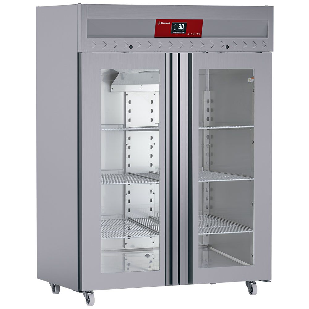Diamond 1400 Lt / GN 2/1 Umluftkühlschrank 1400 Liter 2 Glastüren GN 2/1, Auf Rädern
